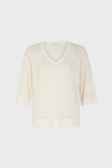 LEE ECRU V-NECK LINEN SWEATER