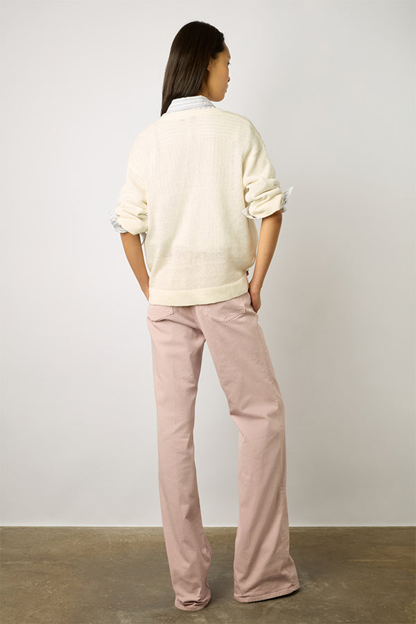 LEE ECRU V-NECK LINEN SWEATER