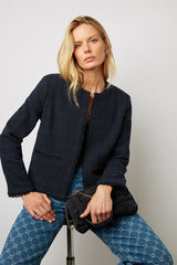 BYNELL NAVY SHORT LUREX TWEED JACKET