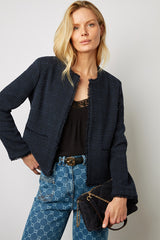 BYNELL NAVY SHORT LUREX TWEED JACKET