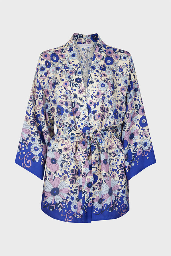 BETTA PARMA BLUE FLORAL PRINT SOFT KIMONO