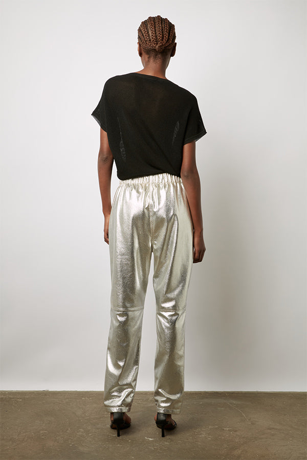 JULIETA SILVER LEATHER TROUSER