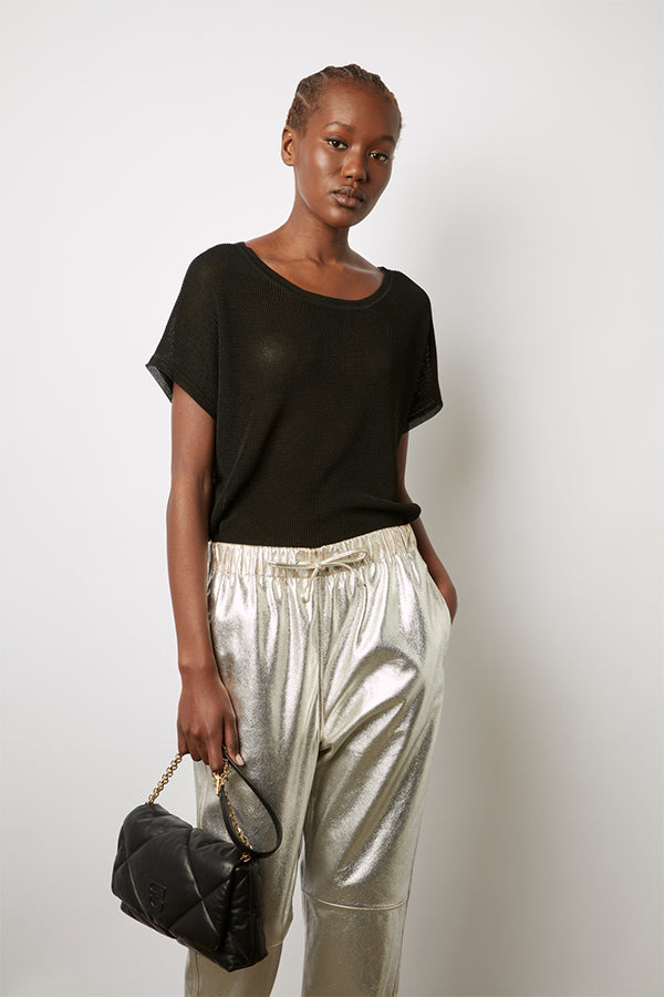 JULIETA SILVER LEATHER TROUSER