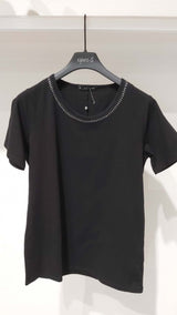 STUDDED NECKLINE T-SHIRT