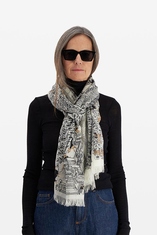 CENTRAL PARK WHITE WOOL SCARF