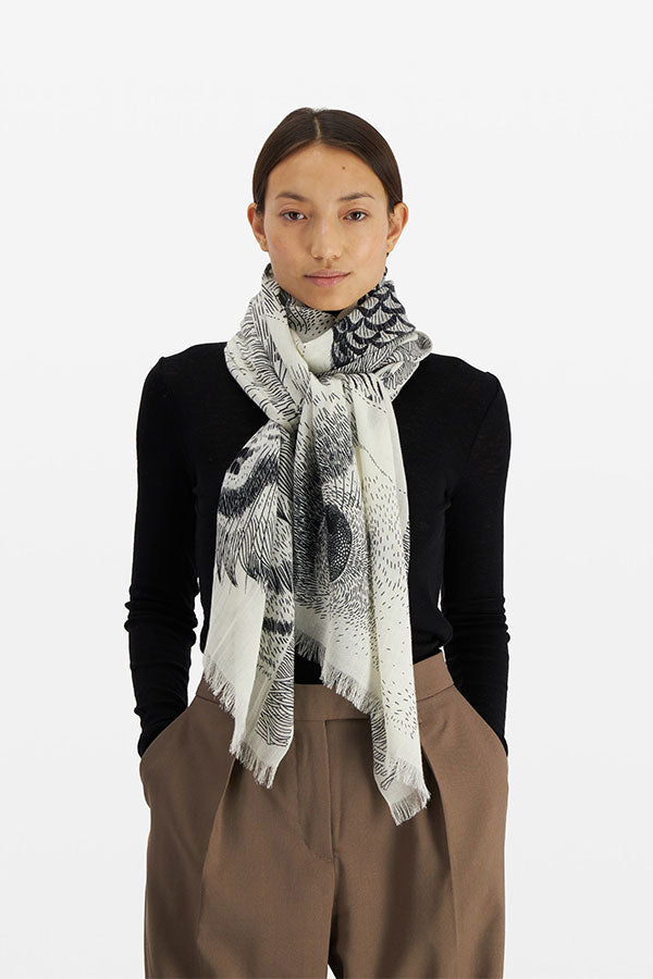 FRERES WHITE WOOL SCARF