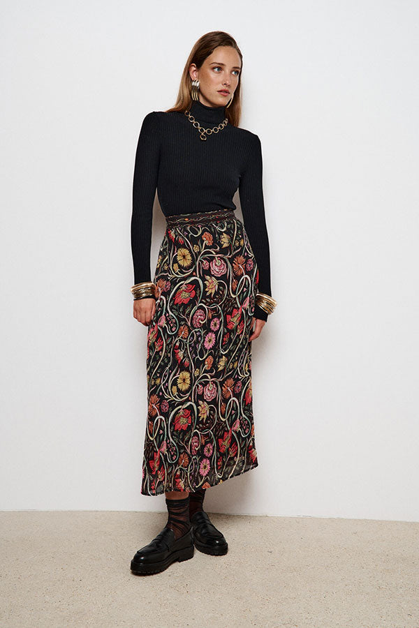 ANNA FLORAL PRINT MIDI SKIRT