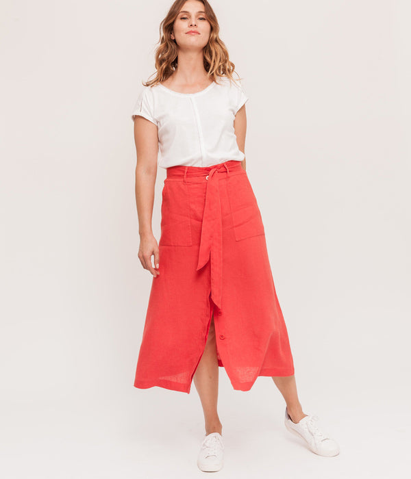 JESSYLIN LINEN MIDI SKIRT