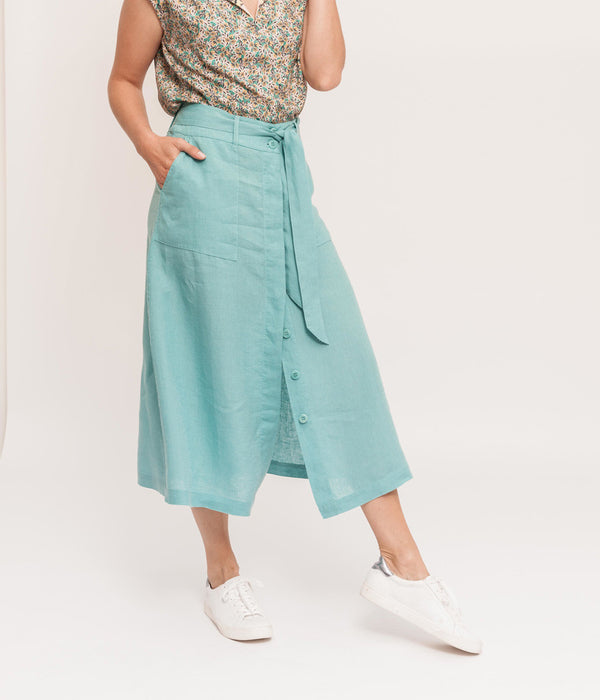 JESSYLIN LINEN MIDI SKIRT