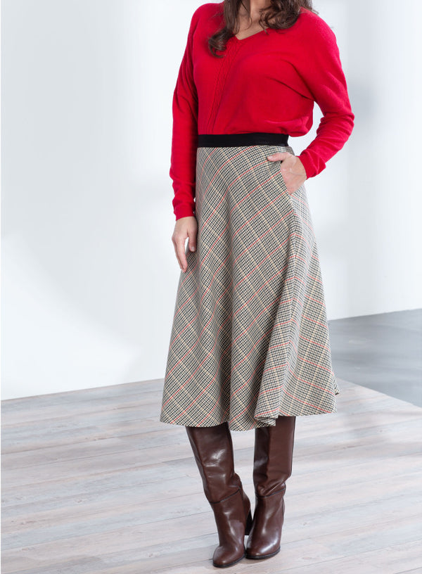 LULU CHECK MIDI SKIRT