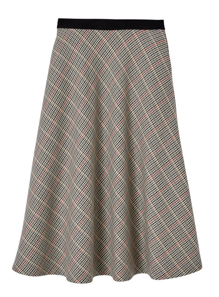 LULU CHECK MIDI SKIRT