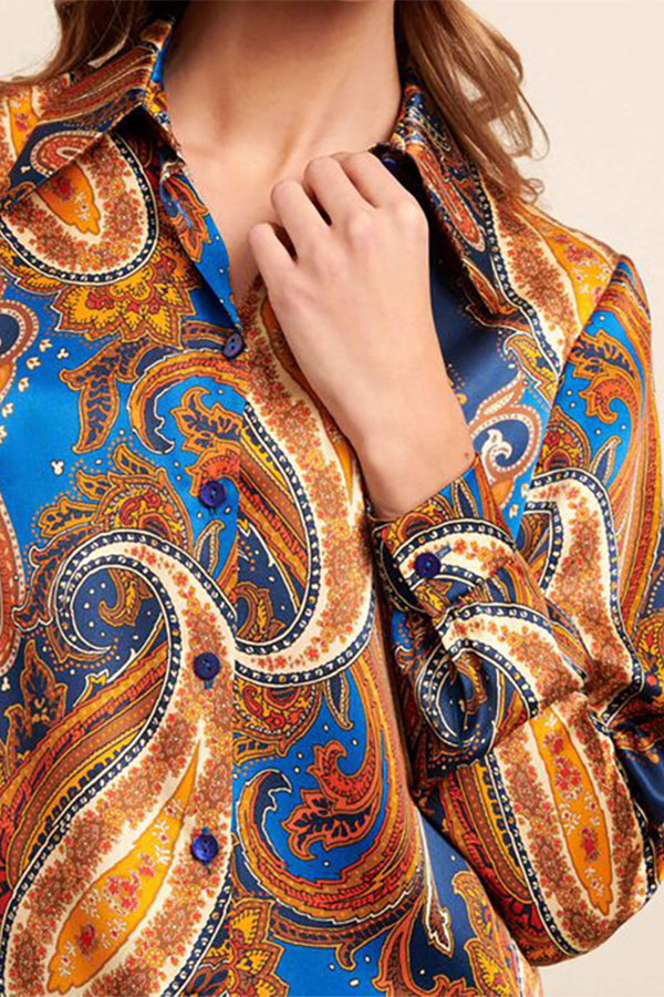 LANCIANO PAISLEY PRINT SILK BLOUSE