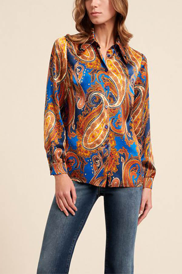 LANCIANO PAISLEY PRINT SILK BLOUSE