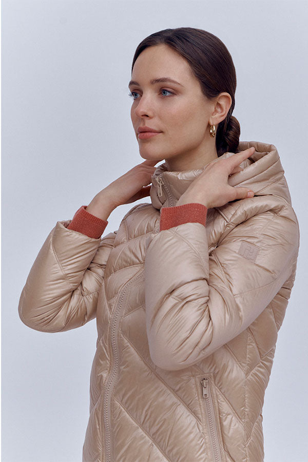 MELENA ASYMMETRICAL STITCH LONG DOWN JACKET