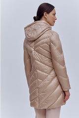 MELENA ASYMMETRICAL STITCH LONG DOWN JACKET