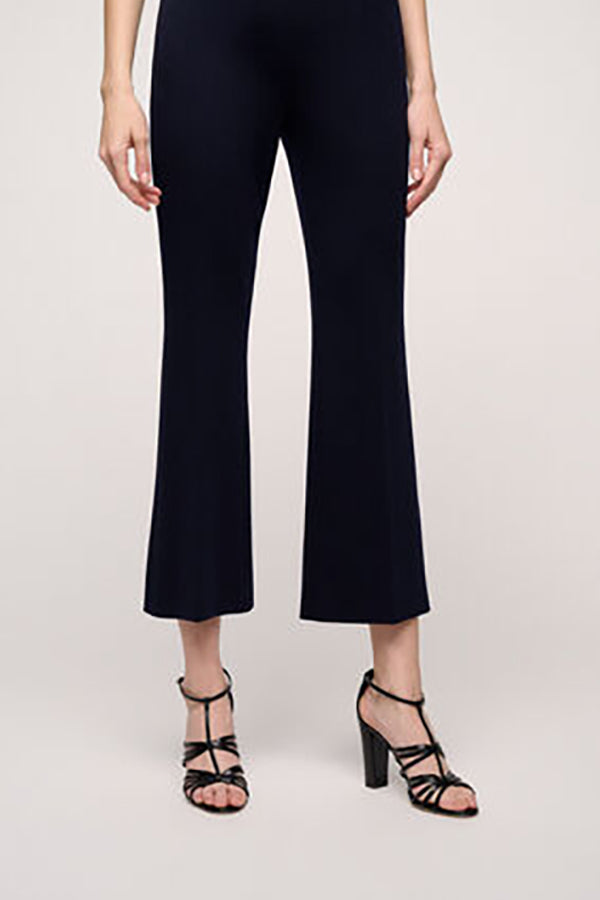 MINERVA BLUE JERSEY CROPPED FLARED TROUSERS