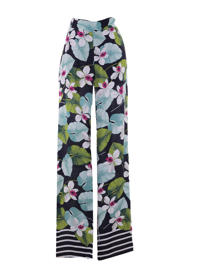 PRINTED FLORAL WIDE LEG TROUSERS