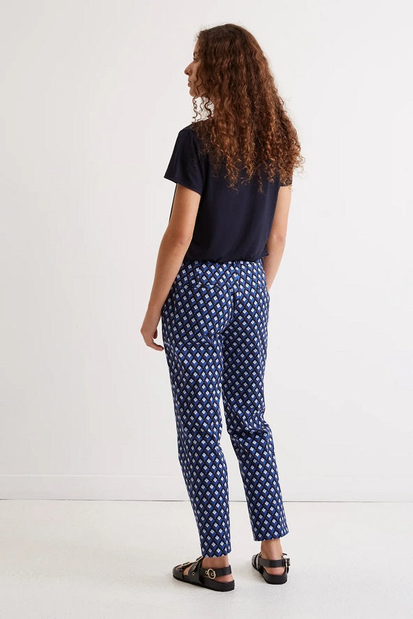 ELIESS DIAMOND PRINT COTTON TROUSERS