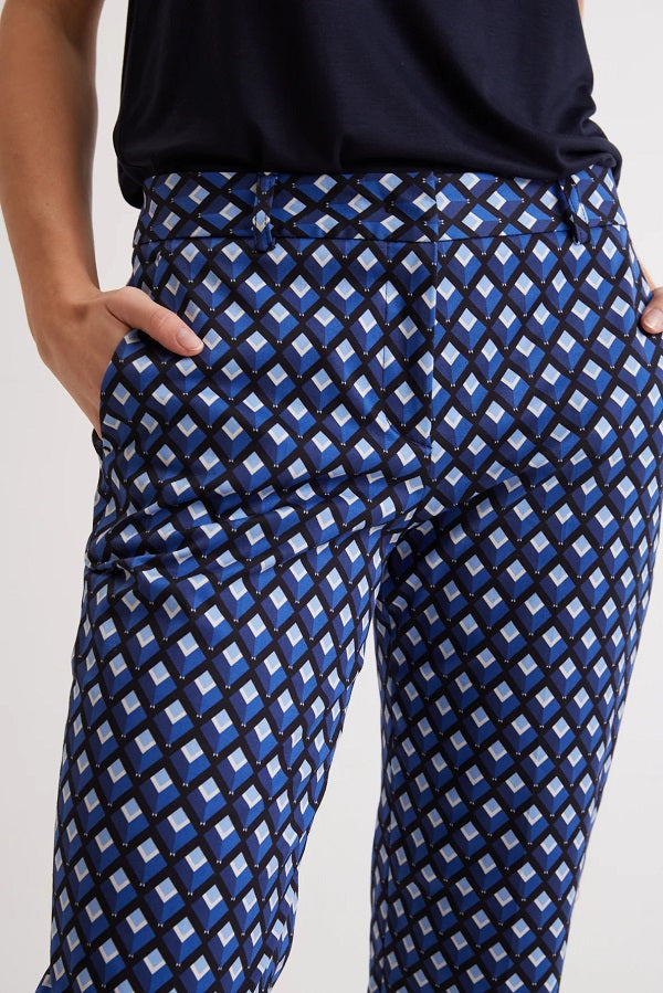 ELIESS DIAMOND PRINT COTTON TROUSERS