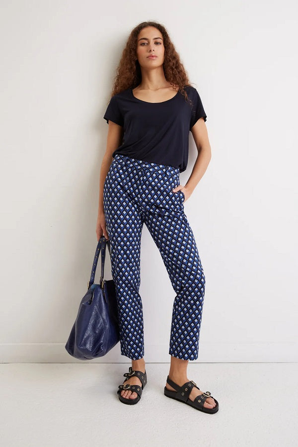 ELIESS DIAMOND PRINT COTTON TROUSERS