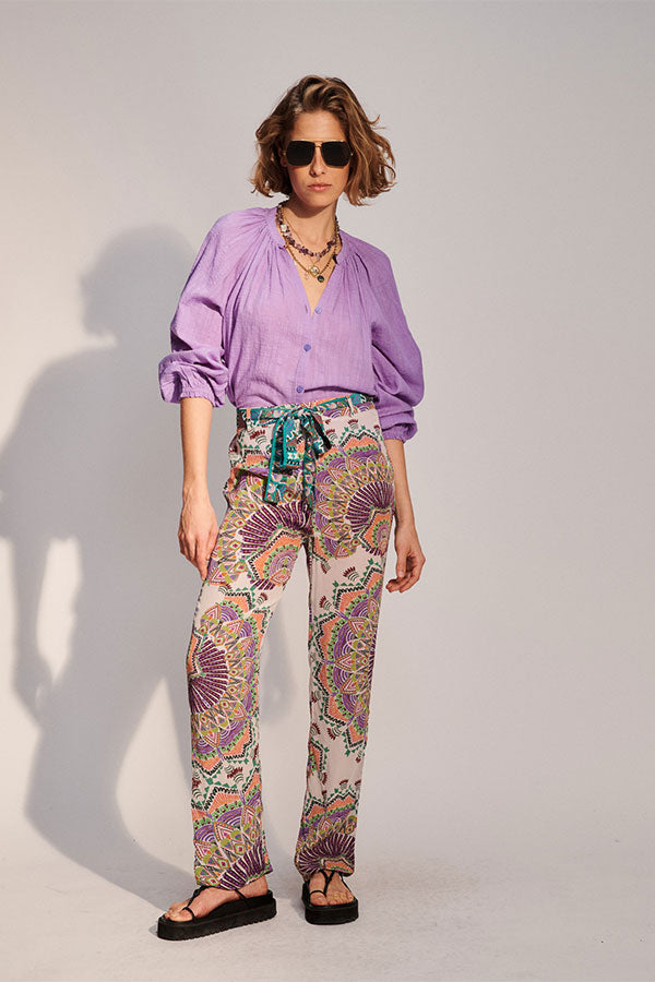 SOLAL GREEN PRINT TROUSERS