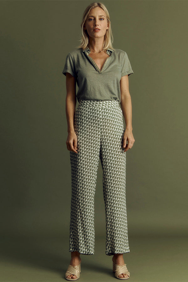 PANDORE GEOMETRIC PRINT FLUID VISCOSE TROUSERS