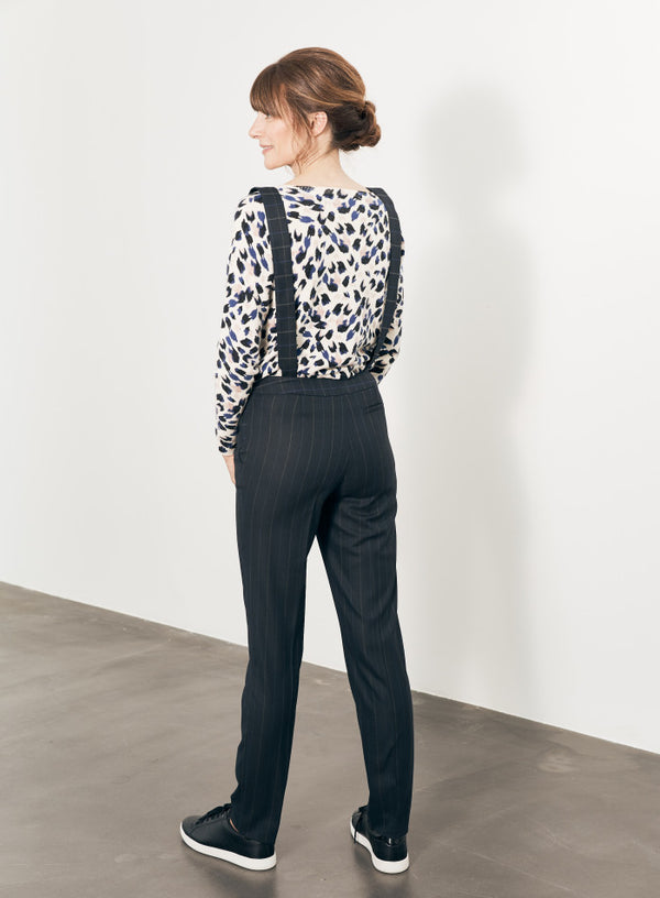 BASTIAN STRAIGHT JACQUARD TROUSERS WITH REMOVABLE STRAPS