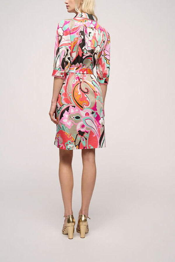 PIEDILUCO MULTICOLOR PAISLEY SHIRT DRESS