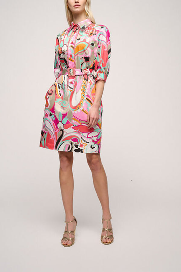 PIEDILUCO MULTICOLOR PAISLEY SHIRT DRESS