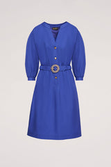 PIGNOLO BLUETTE GATHERED WAIST SHIRT DRESS