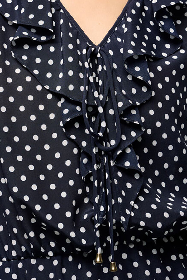 PLANARIA RUFFLED POLKA DOT DRESS