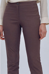 PLUVIER86 BROWN STRETCH COTTON TROUSERS