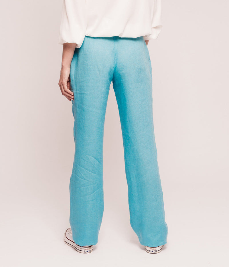 PRATO TURQUOISE LINEN TROUSERS