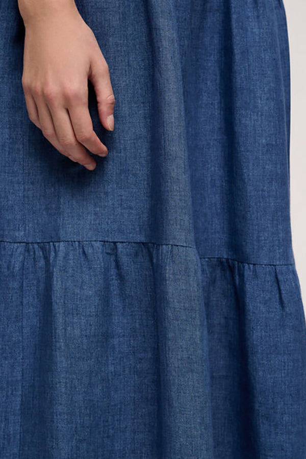 PRINCIPATO SLEEVELESS BLUE LINEN DRESS