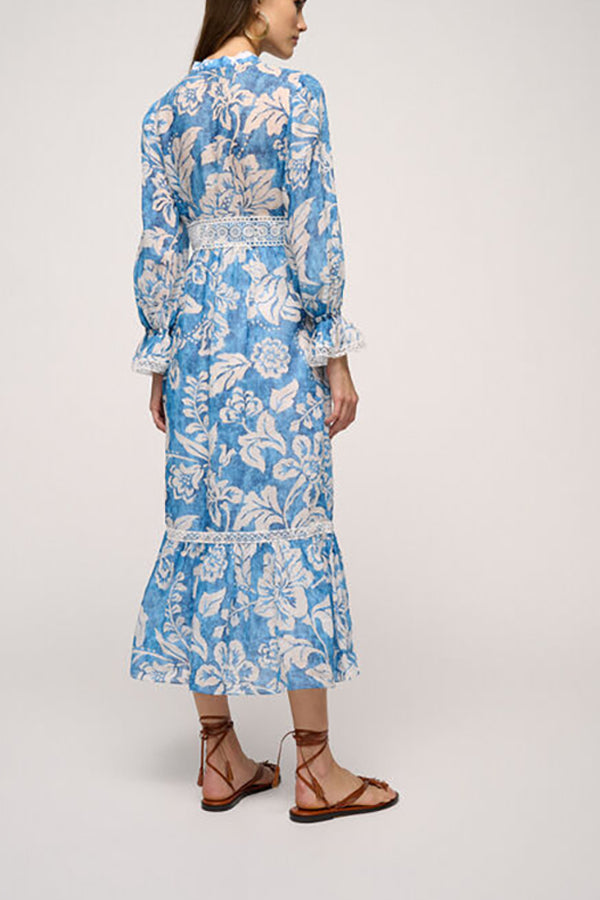 PRONUNCIA BLUE FLORAL PRINT DRESS