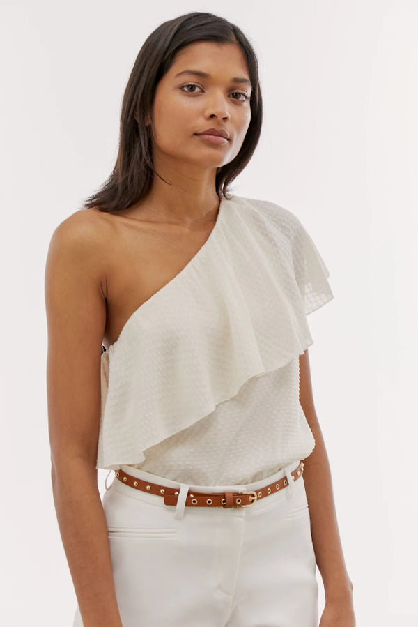 CAMILLE RUFFLED ASYMMETRIC TOP