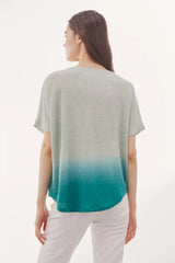 THELMA LINEN TIE-DYE V-NECK T-SHIRT