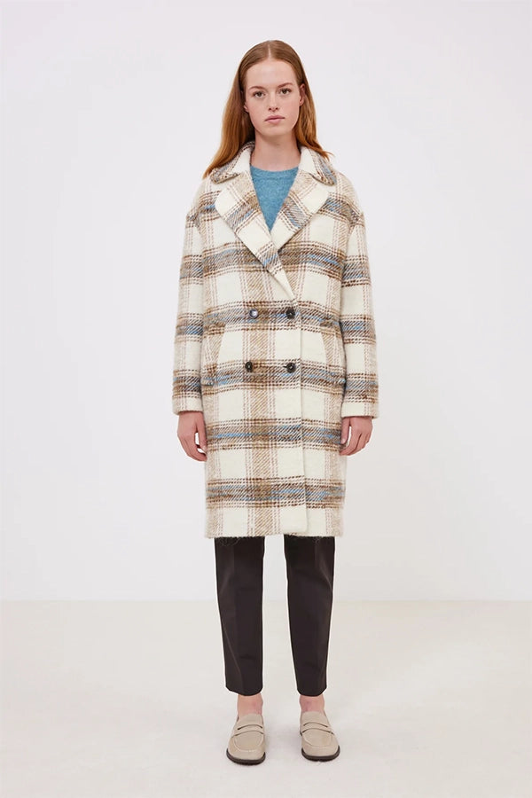 MATHILDE CHECKERED DOUBLE-BREASTED COAT