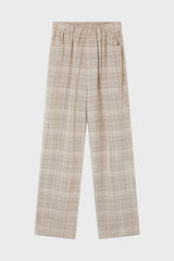 JASMIN BEIGE CHECKERED VISCOSE VELVET TROUSERS