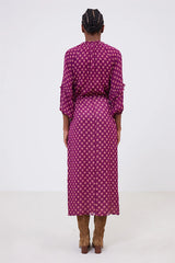 RIHAME TRICOLOR FLORAL PRINT LONG CREPE DRESS