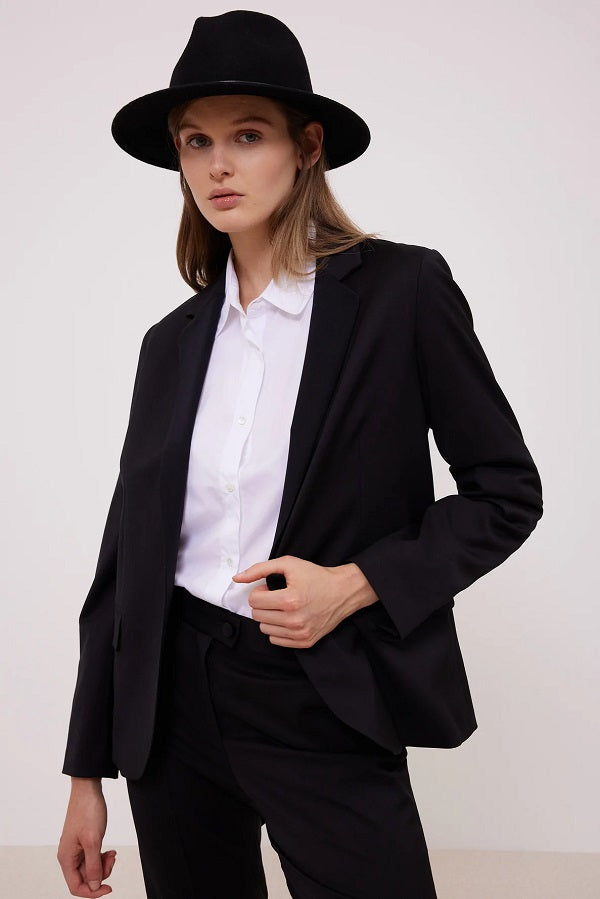 VITALY BI-MATERIAL COLLAR VIRGIN WOOL SUIT JACKET