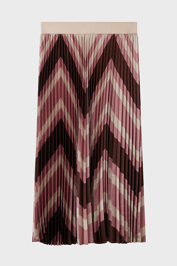 SAPHORA PINK VINTAGE HERRINGBONE PLEATED SKIRT