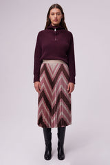 SAPHORA PINK VINTAGE HERRINGBONE PLEATED SKIRT
