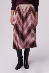SAPHORA PINK VINTAGE HERRINGBONE PLEATED SKIRT