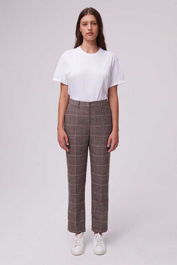 JUNE CHECKERED WOOL BLEND TROUSERS