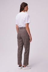 JUNE CHECKERED WOOL BLEND TROUSERS