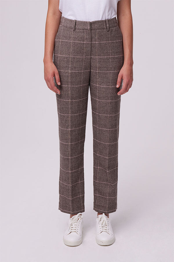 JUNE CHECKERED WOOL BLEND TROUSERS