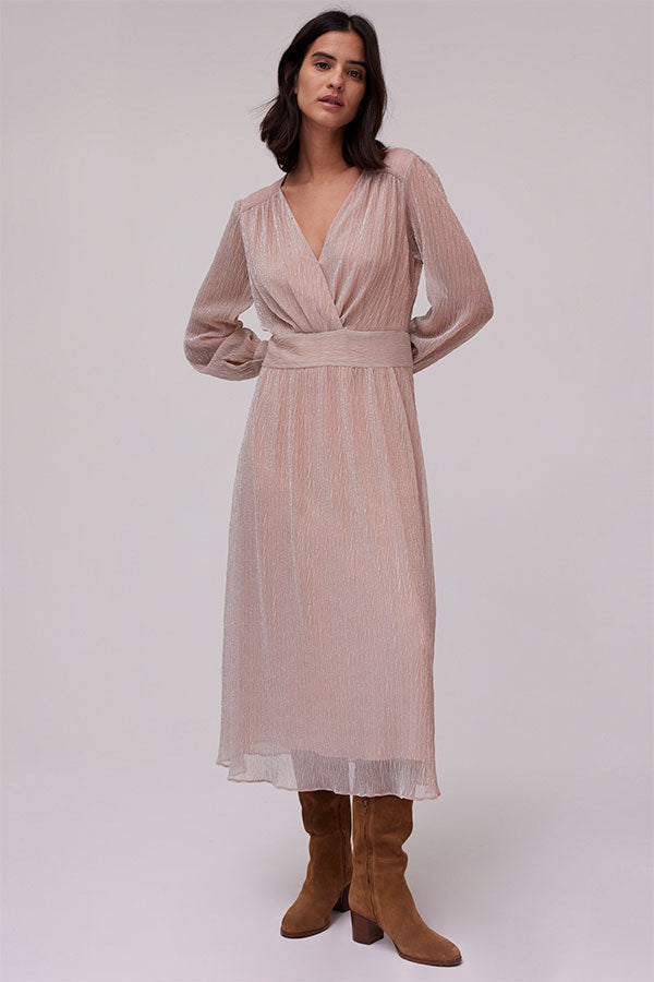 RAELLE NUDE LAMÉ FABRIC EVENING DRESS - Main Image