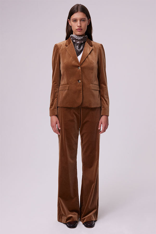 VANESSA CARAMEL SMOOTH VELVET SUIT JACKET