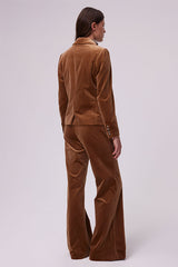 VANESSA CARAMEL SMOOTH VELVET SUIT JACKET